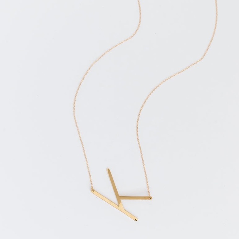 Gold Tone Initial Necklace “K”